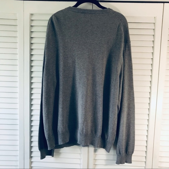 CHAPS Gray Cotton Silk Long Sleeve V-Neck Sweater Size Extra Extra Large - Picture 2 of 7